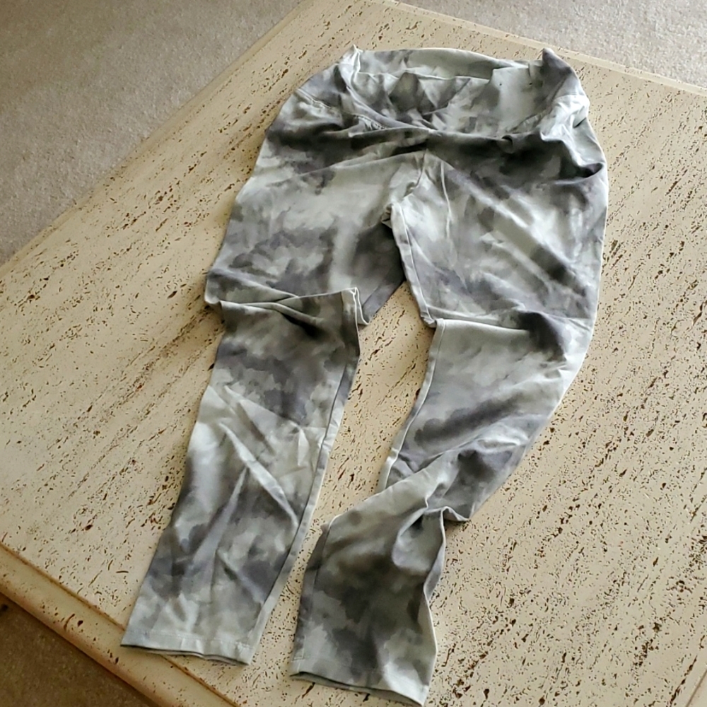khaki green and white leggings